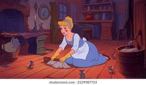 Cinderella scrubbing the floor